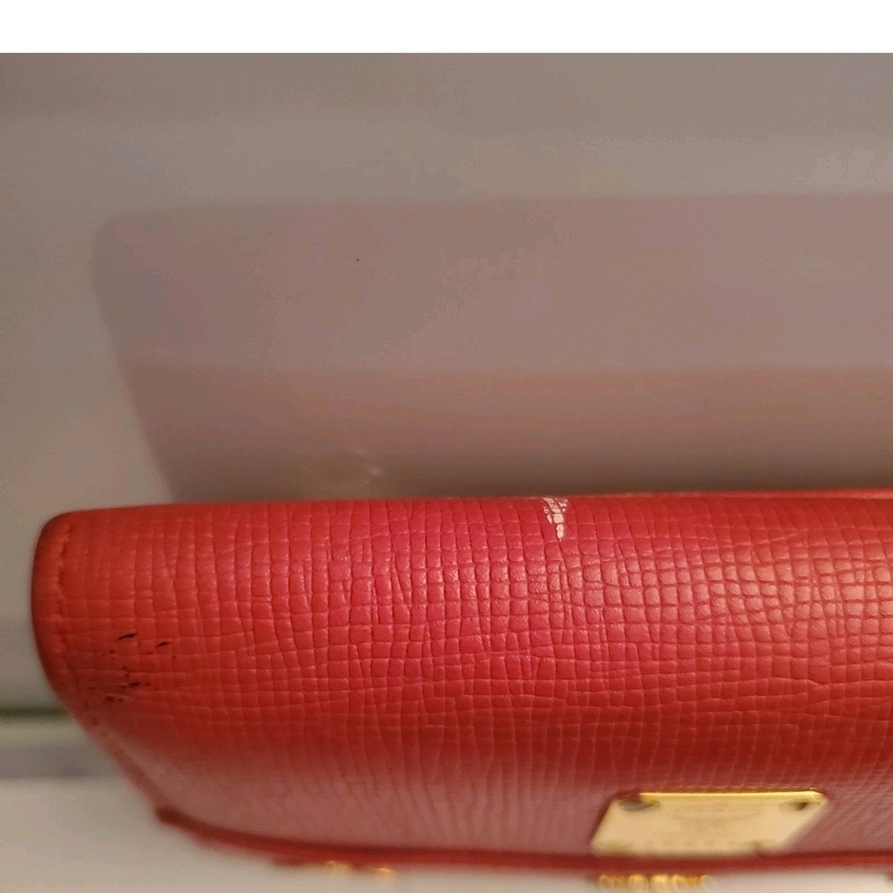 MCM Scarlet Leather Wallet with Gold Accents - Picture 7 of 8